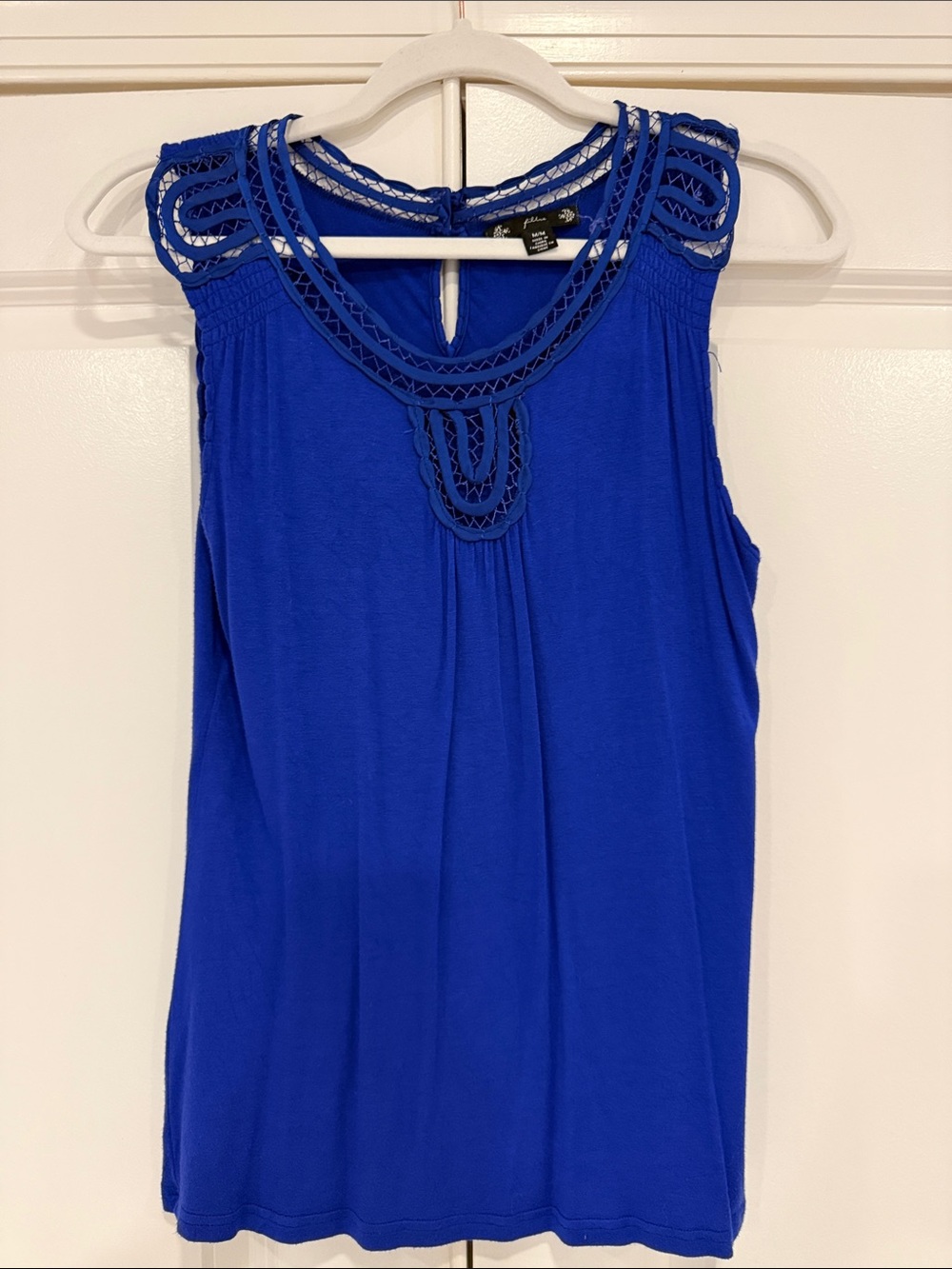 Sleeveless Royal Blue Crochet-Trim Tank Top by Apt. 9